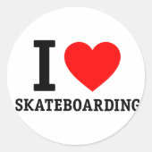 I Love Skateboarding Ronde Sticker (Voorkant)