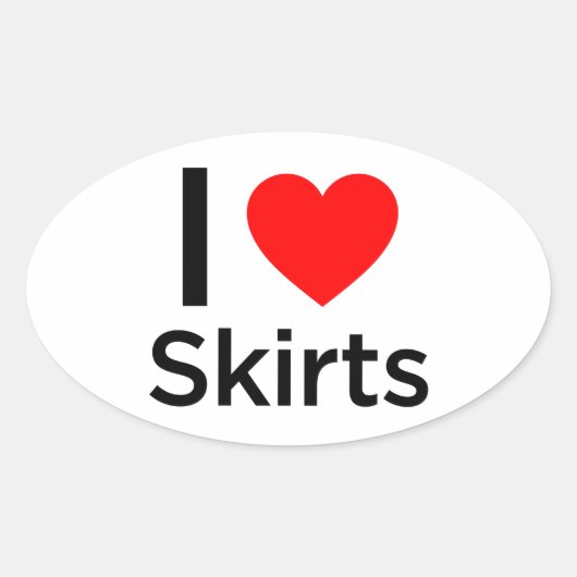 I Love Skirts Ovale Sticker (Voorkant)