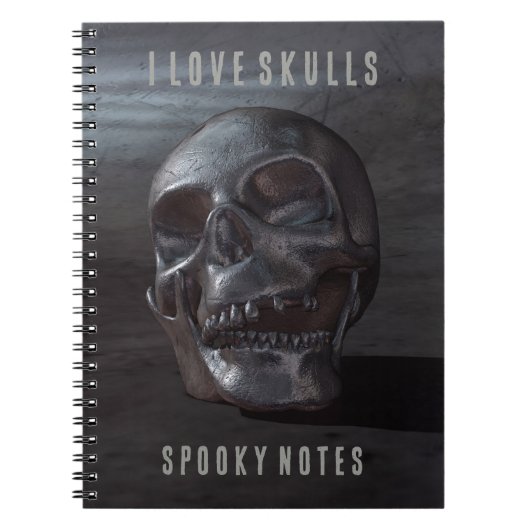 I Love Skulls. Spooky Notes. Smiling skull Notitieboek (Voorkant)