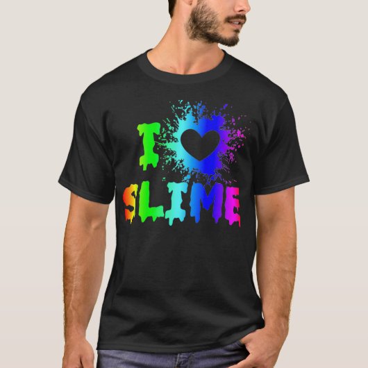 I Love Slime Funny Rainbow Bright Heart Craft Spla T-shirt (Voorkant)