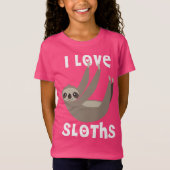 I Love Sloths - roze Girls T-Shirt (Voorkant)