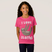 I Love Sloths - roze Girls T-Shirt (Voorkant volledig)