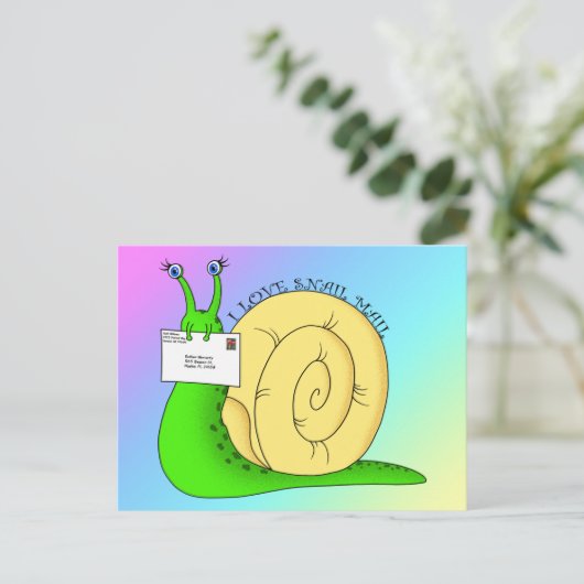 I Love Snail Mail (Gradient) - Briefkaart (Staand voorkant)