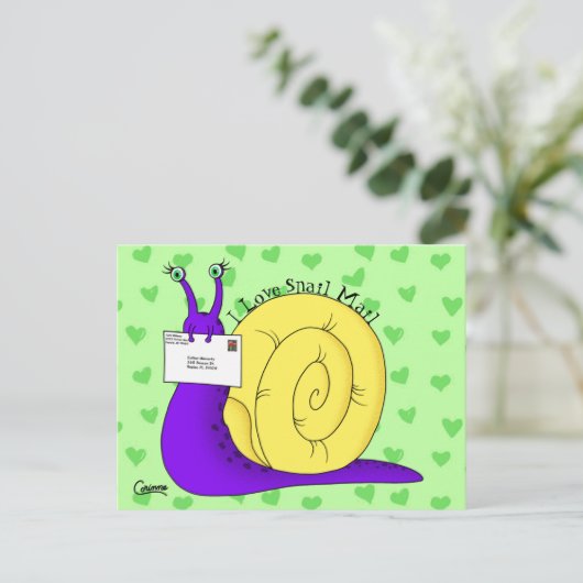 I Love Snail Mail (Green) - Briefkaart (Staand voorkant)