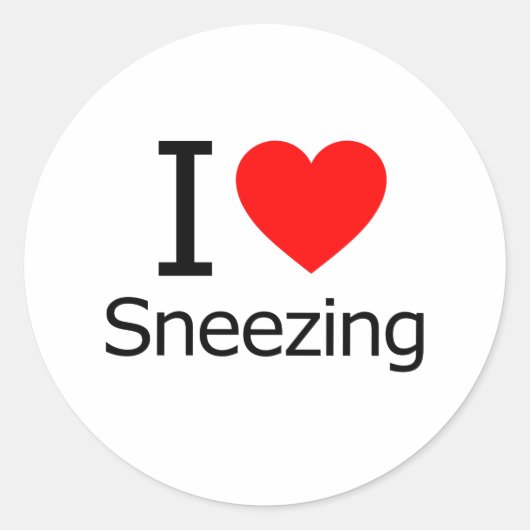 I Love Sneezing Ronde Sticker (Voorkant)
