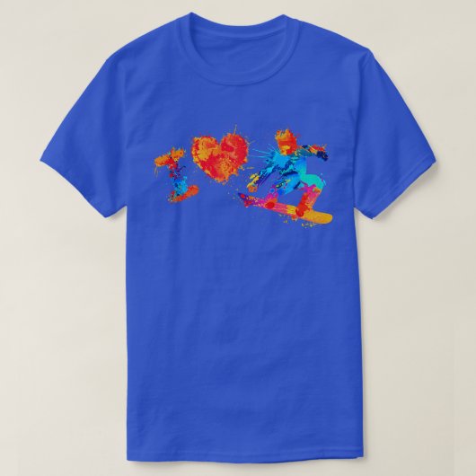 I Love Snowboard Splash Paint Waterverf T-shirt (Design voorkant)