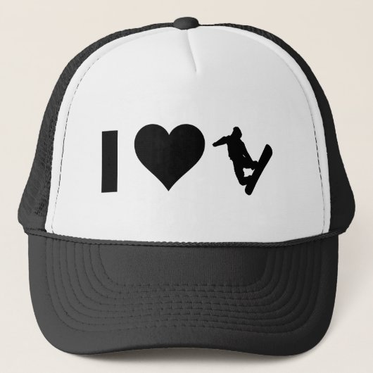 I Love Snowboarding Trucker Pet (Voorkant)