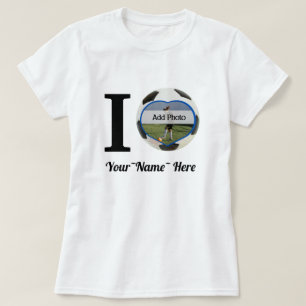 I Love Soccer Add name, Heart photoLijst T-shirt