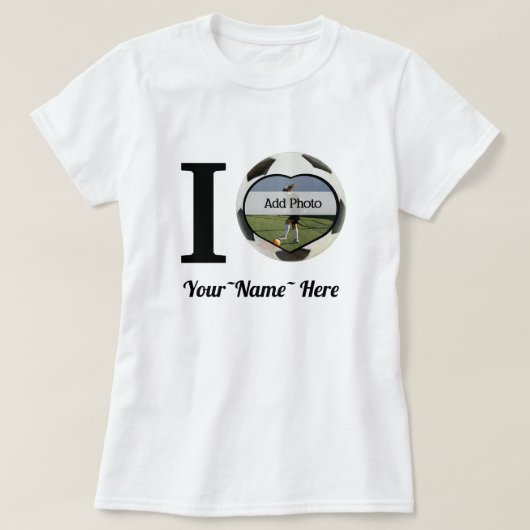 I Love Soccer Add name, Heart photoLijst T-shirt (Design voorkant)