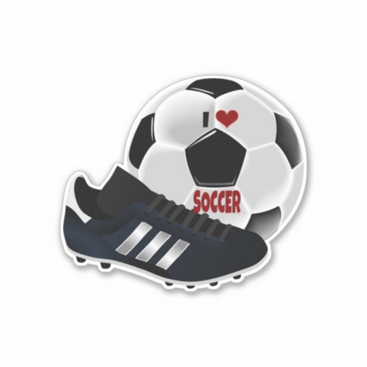 I Love Soccer, ball and shoe, Sticker (Voorkant)