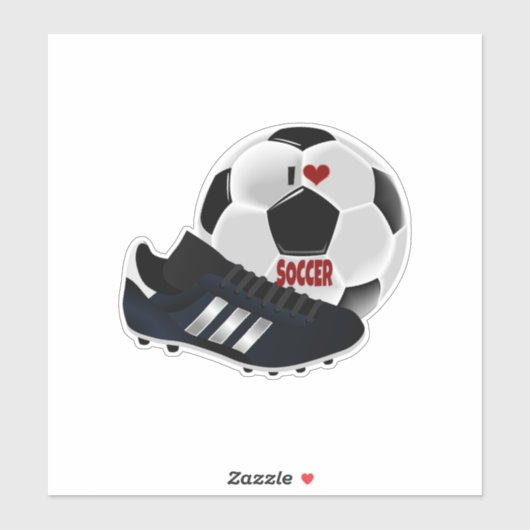 I Love Soccer, ball and shoe, Sticker (Vel)