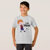 I Love Soccer Boy - with name jersey- blond T-shirt (Voorkant volledig)