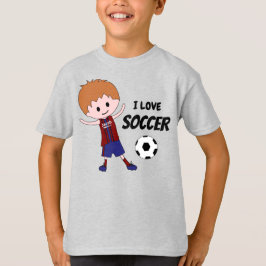 I Love Soccer Boy - with name jersey- blond T-shirt