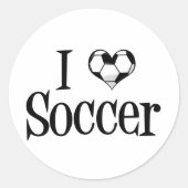 I Love Soccer Ronde Sticker (Voorkant)