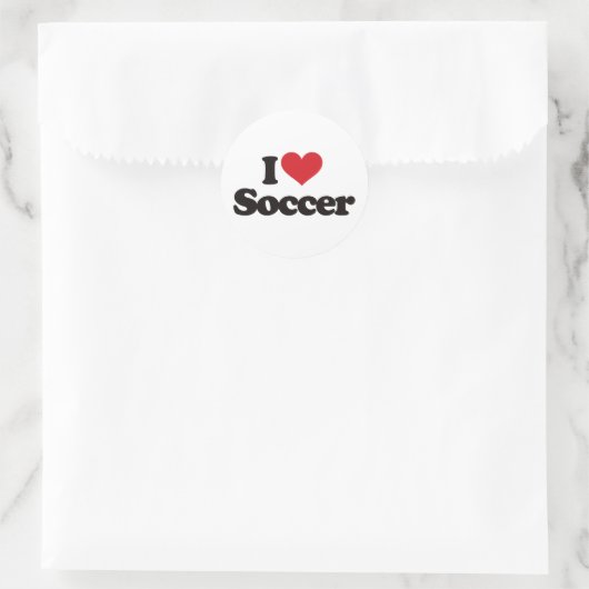 I Love Soccer Ronde Sticker (Tas)