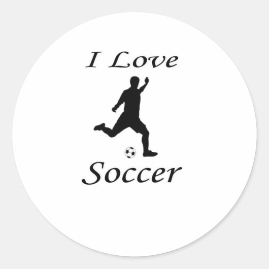 I Love Soccer Ronde Sticker (Voorkant)