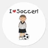 I Love Soccer Ronde Sticker (Voorkant)