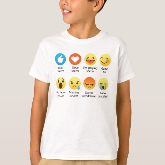 I Love SOCCER Social Emoticon (emoji) (Dark Font) T-shirt (Voorkant)