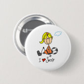 I Love Soccer Stick Figuur Button (Voorkant /achterkant)