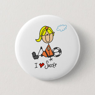 I Love Soccer Stick Figuur Button