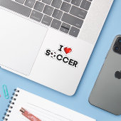 I Love Soccer Sticker (Laptop met iPhone)