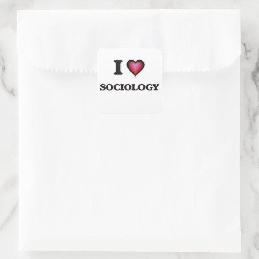 I Love Sociology Vierkante Sticker (Tas)