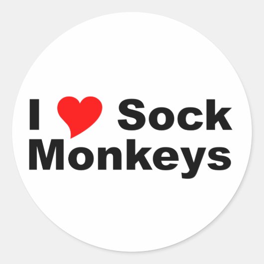 I Love Sock Monkeys Ronde Sticker (Voorkant)