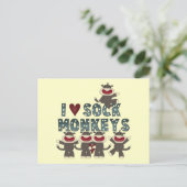 I Love Sock Monkeys Tshirts and Gifts Briefkaart (Staand voorkant)