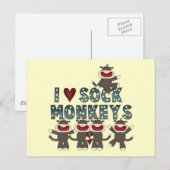 I Love Sock Monkeys Tshirts and Gifts Briefkaart (Voorkant / Achterkant)