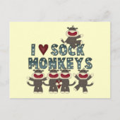 I Love Sock Monkeys Tshirts and Gifts Briefkaart (Voorkant)