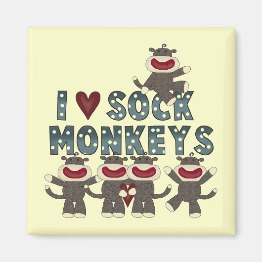 I Love Sock Monkeys Tshirts and Gifts Magneet (Voorkant)