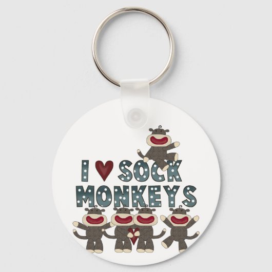 I Love Sock Monkeys Tshirts and Gifts Sleutelhanger (Voorkant)