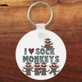 I Love Sock Monkeys Tshirts and Gifts Sleutelhanger (Voorkant)