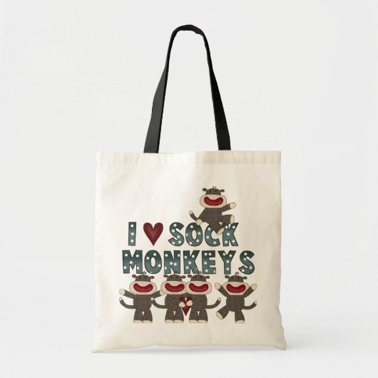 I Love Sock Monkeys Tshirts and Gifts Tote Bag (Voorkant)