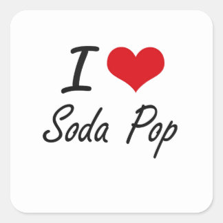 I Love Soda Pop artistiek ontwerp Vierkante Sticker