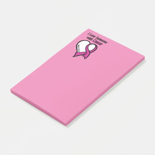I Love Someone... Heart/Ribbon... Breast Cancer Post-it® Notes (Schuin)