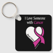 I Love Someone... Heart/Ribbon... Breast Cancer Sleutelhanger (Voorkant)