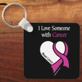 I Love Someone... Heart/Ribbon... Breast Cancer Sleutelhanger (Voorkant)