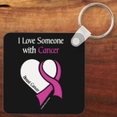 I Love Someone... Heart/Ribbon... Breast Cancer Sleutelhanger (Achterkant)