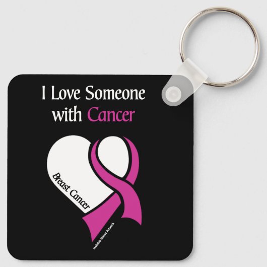 I Love Someone... Heart/Ribbon... Breast Cancer Sleutelhanger (Achterkant)