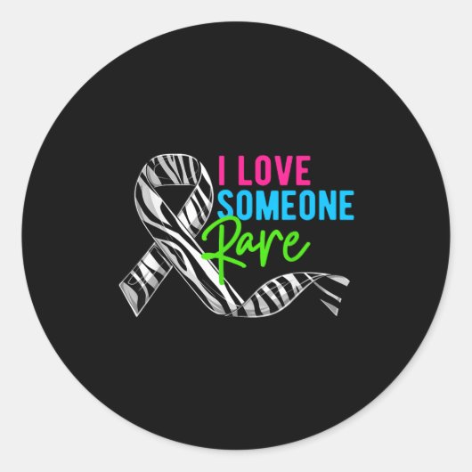 I Love Someone Rare Zebra Ribbon - Rare Disease Aw Ronde Sticker (Voorkant)