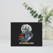 I Love Space My Personal Space Alien Skater Skatin Briefkaart (Staand voorkant)