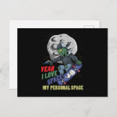 I Love Space My Personal Space Alien Skater Skatin Briefkaart (Voorkant / Achterkant)