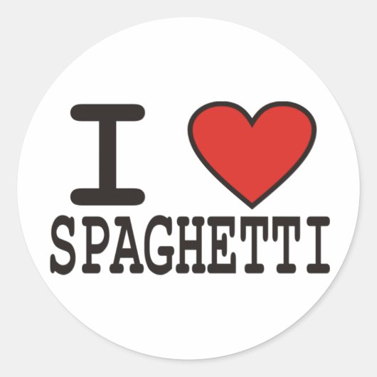 I Love Spaghetti Ronde Sticker (Voorkant)