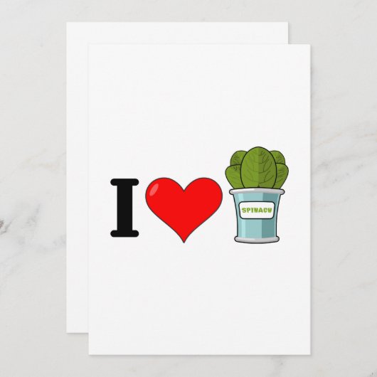 I Love Spinach Invitation Kaart (Voorkant / Achterkant)