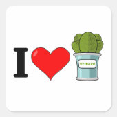 I Love Spinach Square Sticker (Voorkant)