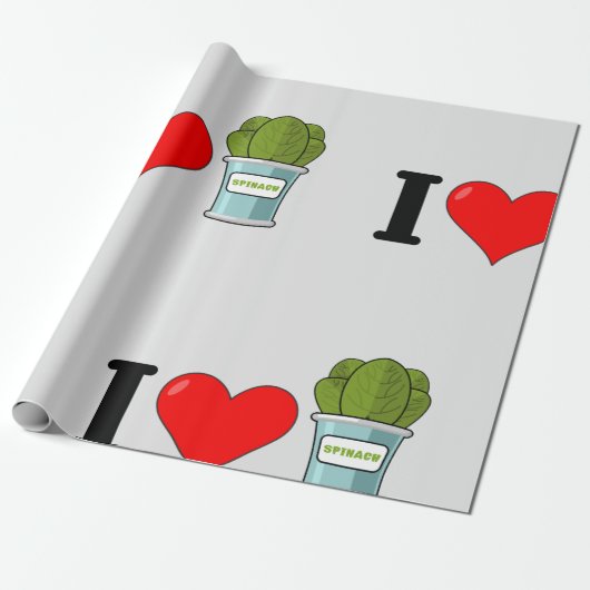 I Love Spinach Wrapping Paper Cadeaupapier (Uitgerold)