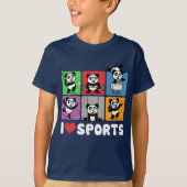 I Love Sports Pandas T-shirt (Voorkant)