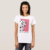 "I Love Spots" - Roze, zwarte witte Dalmatian T-shirt (Voorkant volledig)