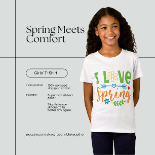 "I Love Spring" Meisjes fijne jersey T-shirt